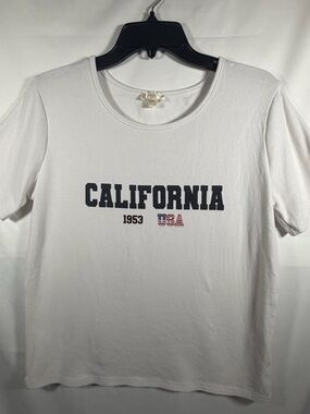 J for Justify White Short Sleeve 'California' Graphic Tee
